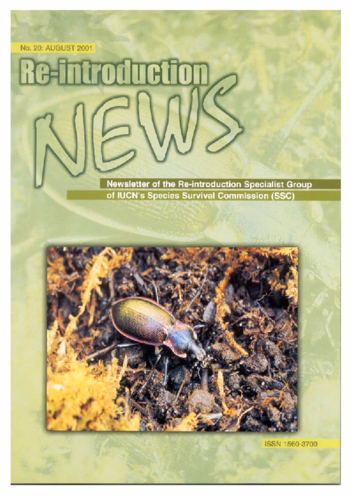 Cover of Re-introduction News August 2001
