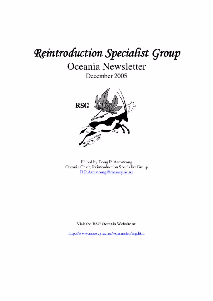 Cover of RSG Oceania Newsletter 2005