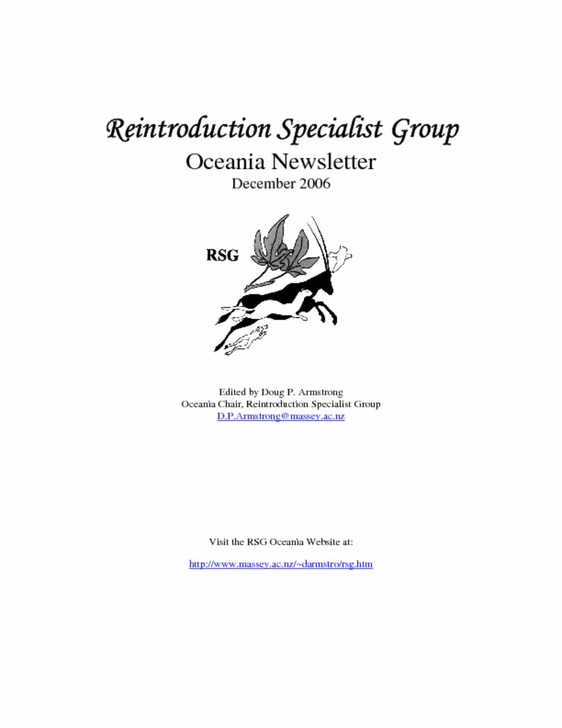 Cover of RSG Oceania Newsletter 2006