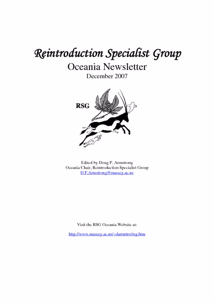 Cover of RSG Oceania Newsletter 2007