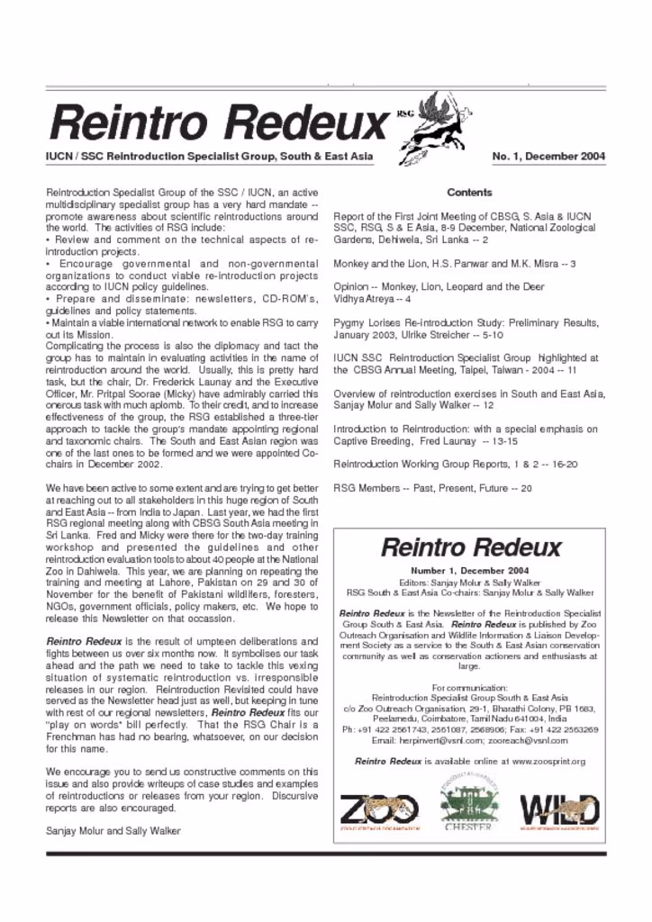 Cover of Reintro Redeux December 2004
