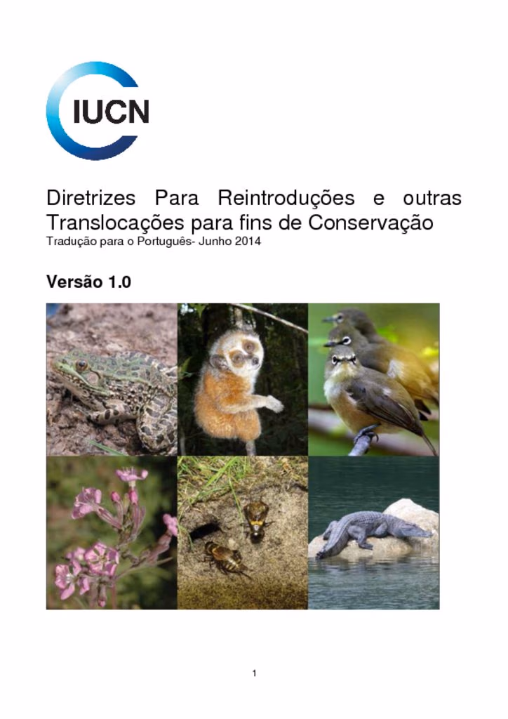 Cover of Guidelines for Reintroductions and Other Conservation Translocations – Portuguese